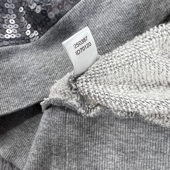 LOFT Sequined Sweatshirt Sweater Womens sz Large Gray After-Dark Sparkle Disco - Picture 6 of 8